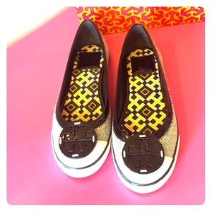 Tory Burch Black and White Sneaker Flats